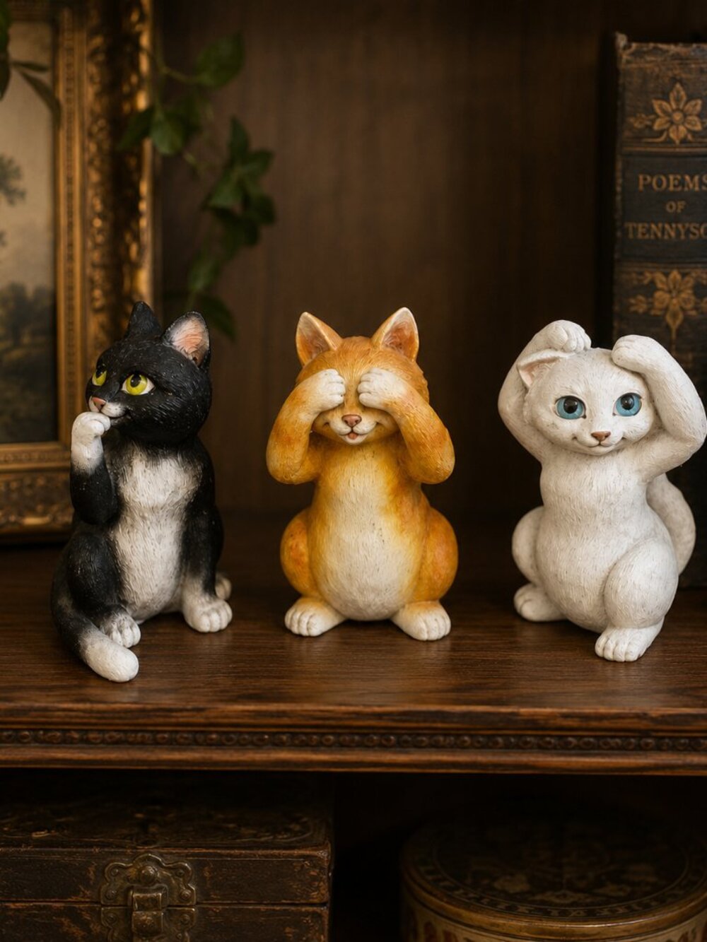 "Good Kitties" Figurines  "See No Evil, Hear No Evil, Speak No Evil" Set of 3